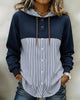 CAMISA ABOTONADA CON CAPUCHA RAYAS VERTICALES PATCHWORK