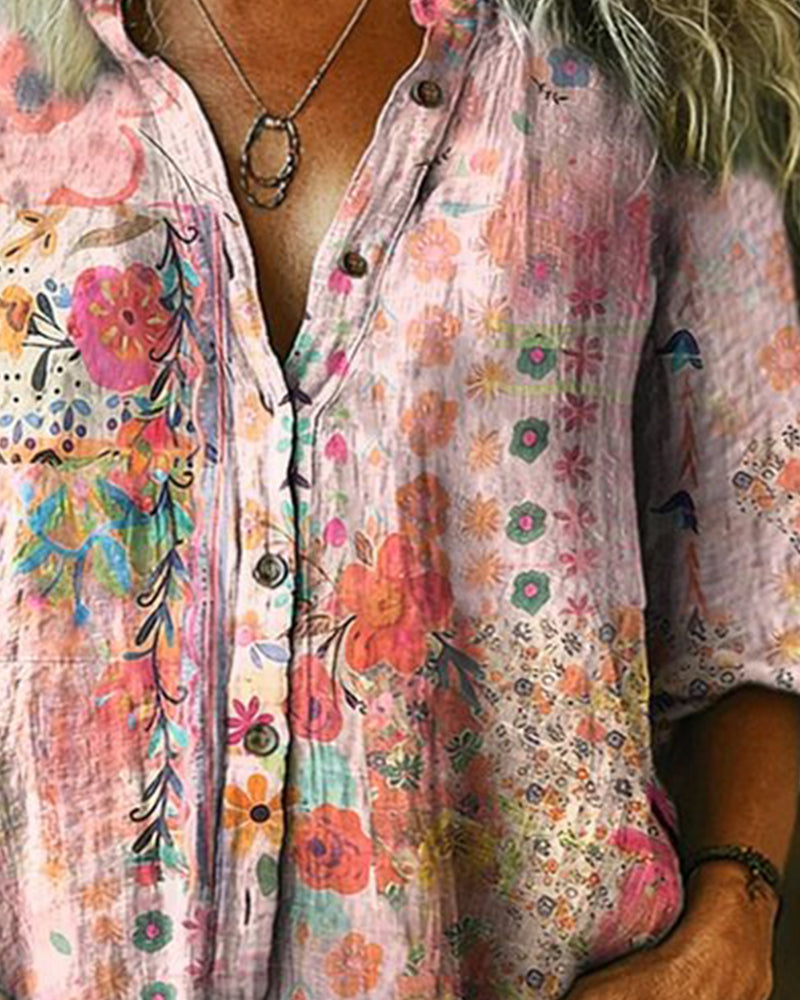 CAMISA ARTÍSTICO ESTAMPADO FLORAL