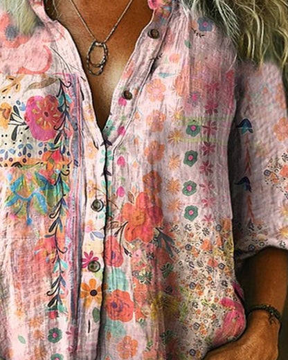 CAMISA ARTÍSTICO ESTAMPADO FLORAL