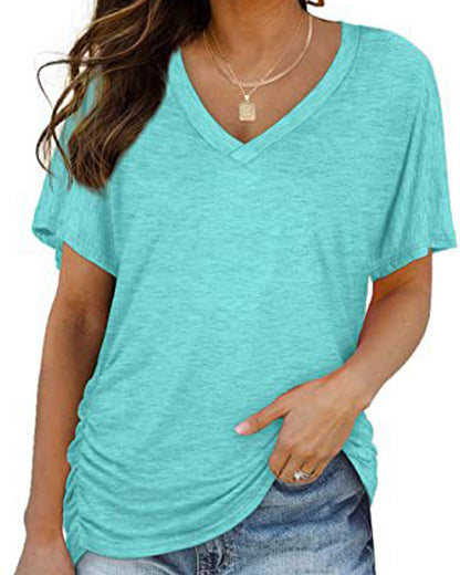 CAMISETA PLISADO LISO CUELLO DE V