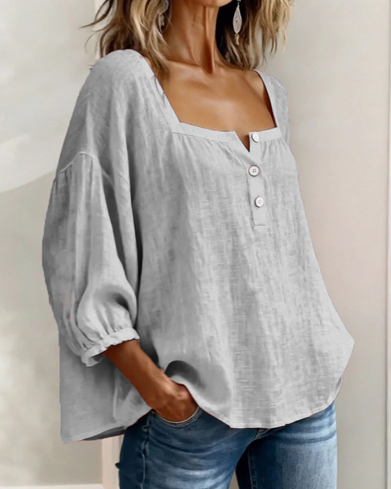BLUSA SENCILLO ESCOTE CUADRADO MANGA LARGA