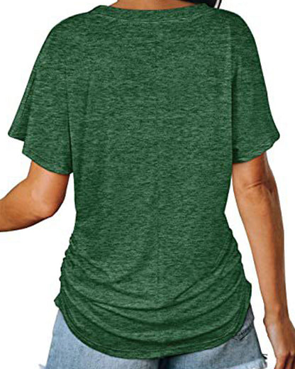 CAMISETA PLISADO LISO CUELLO DE V