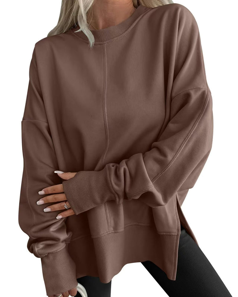 SUDADERA ABERTURA LATERAL CUELLO REDONDO HOLGADO