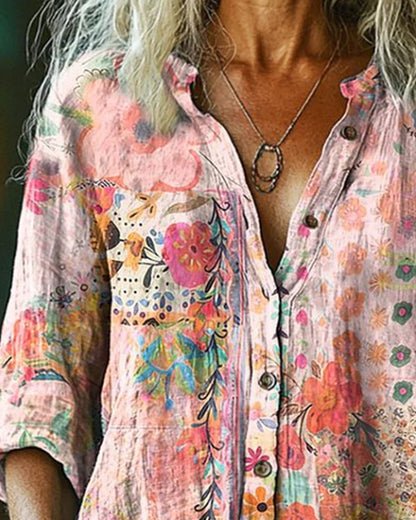 CAMISA ARTÍSTICO ESTAMPADO FLORAL