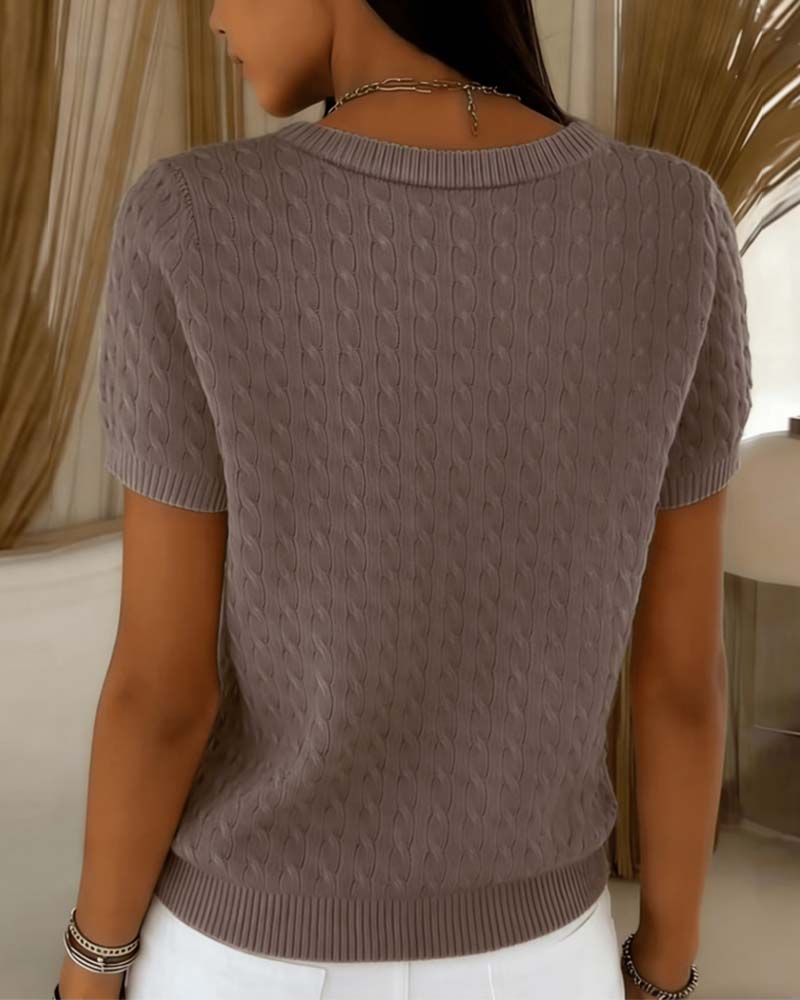 JERSEY CUELLO REDONDO MANGA CORTA LISA CASUAL