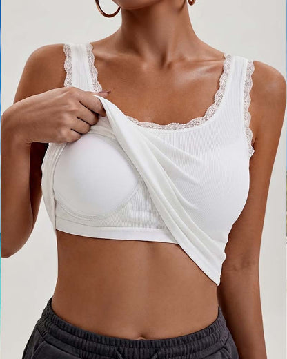 TOP DE TIRANTES MUJER CASUAL ENCAJE ACABADO ACOLCHADO