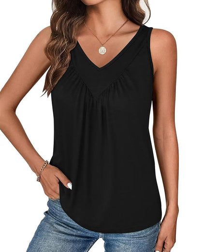 TOP DE TIRANTES LISA COLOR CUELLO DE V SIN MANGAS HOLGADO