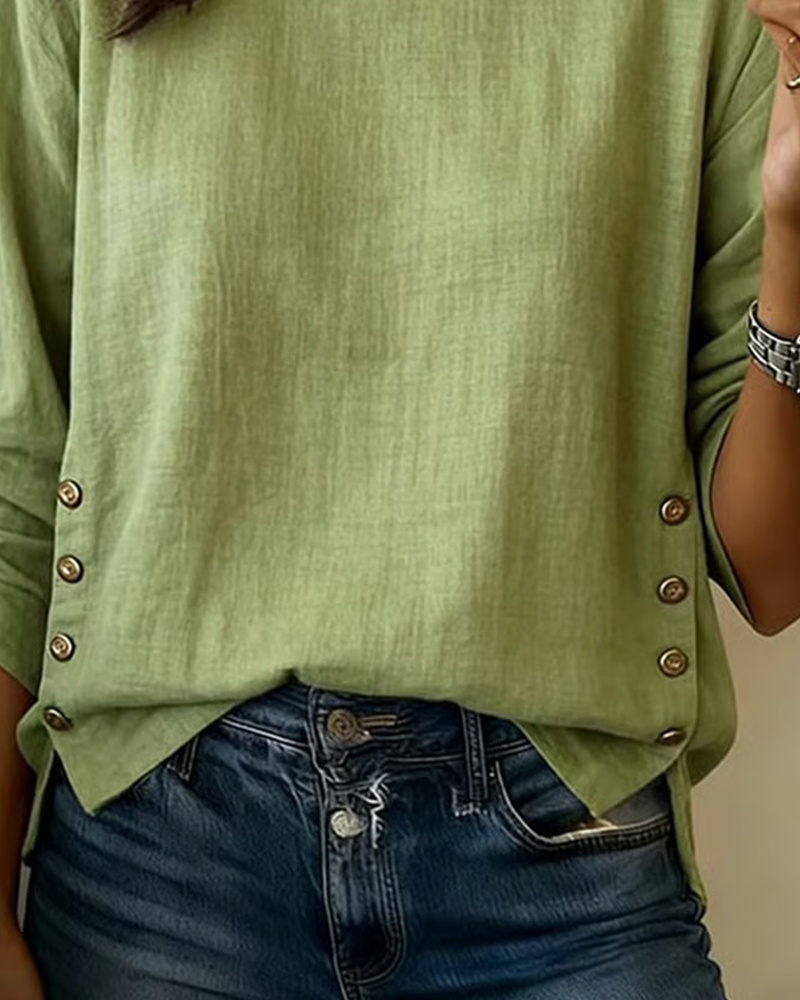 TOP CASUAL CUELLO REDONDO DISEÑO BOTÓN