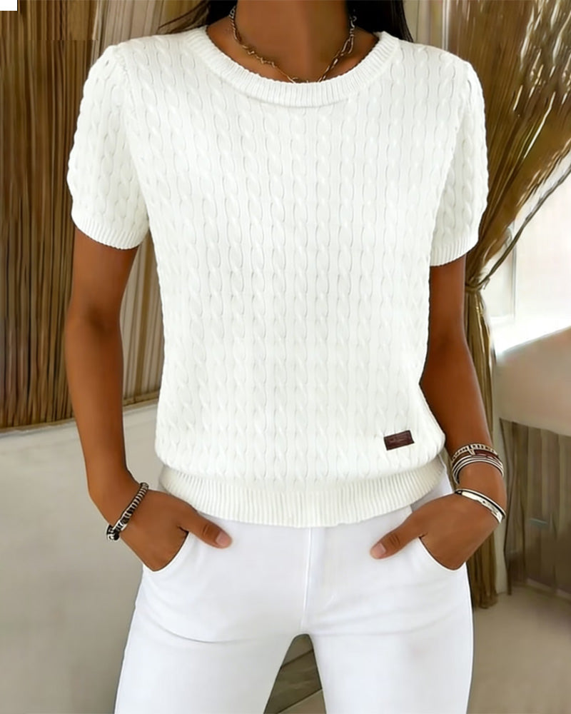 JERSEY CUELLO REDONDO MANGA CORTA LISA CASUAL