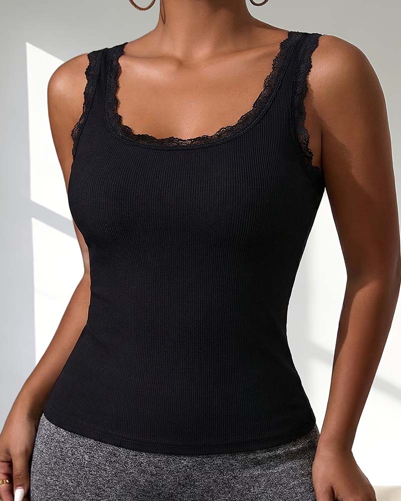TOP DE TIRANTES MUJER CASUAL ENCAJE ACABADO ACOLCHADO