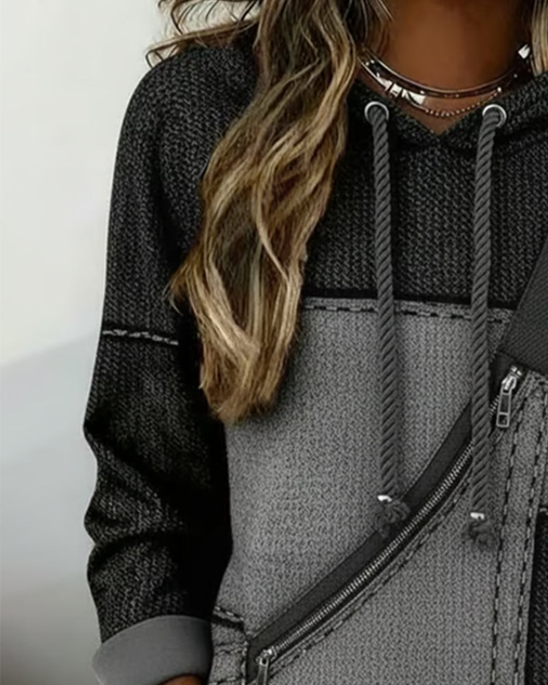 SUDADERA CON CAPUCHA ELEGANTE CON BLOQUES DE COLORES