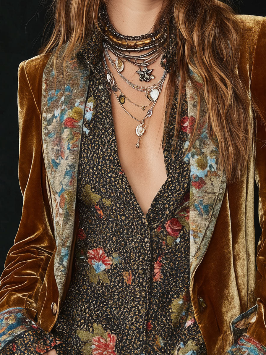 MARCELLINE | BLAZER VINTAGE DE PATCHWORK CON ESTAMPADO FLORAL