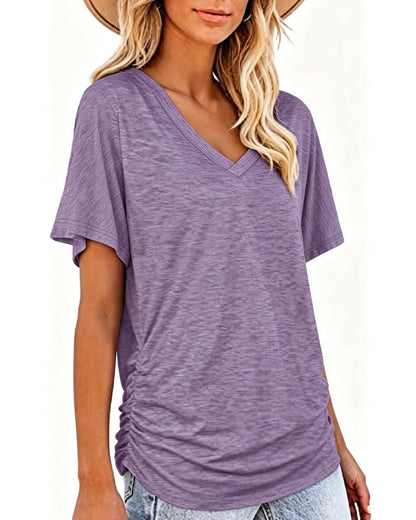 CAMISETA PLISADO LISO CUELLO DE V