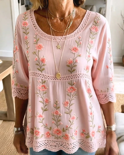 BLUSA FLORAL ENCAJE BABYDOLL