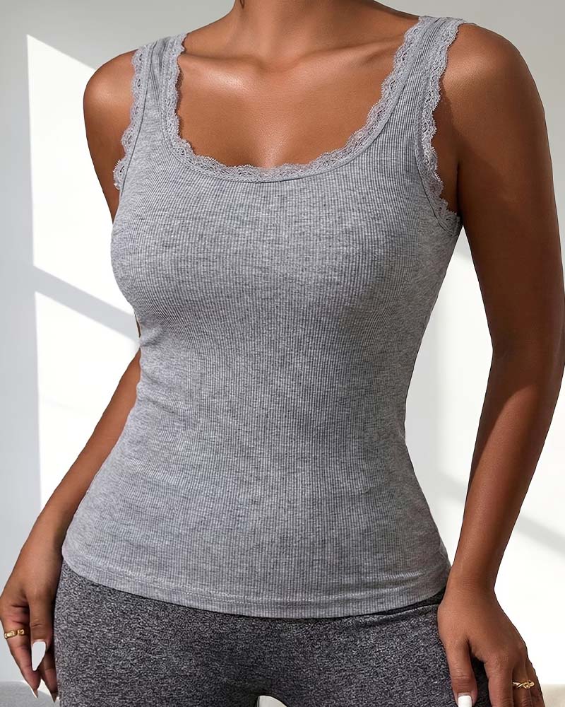 TOP DE TIRANTES MUJER CASUAL ENCAJE ACABADO ACOLCHADO