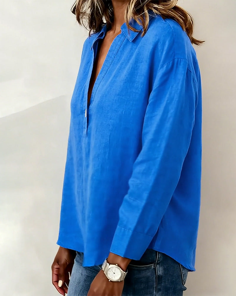 BLUSA MANGA LARGA LISA ABOTONADA