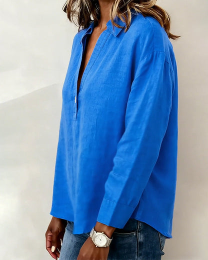 BLUSA MANGA LARGA LISA ABOTONADA