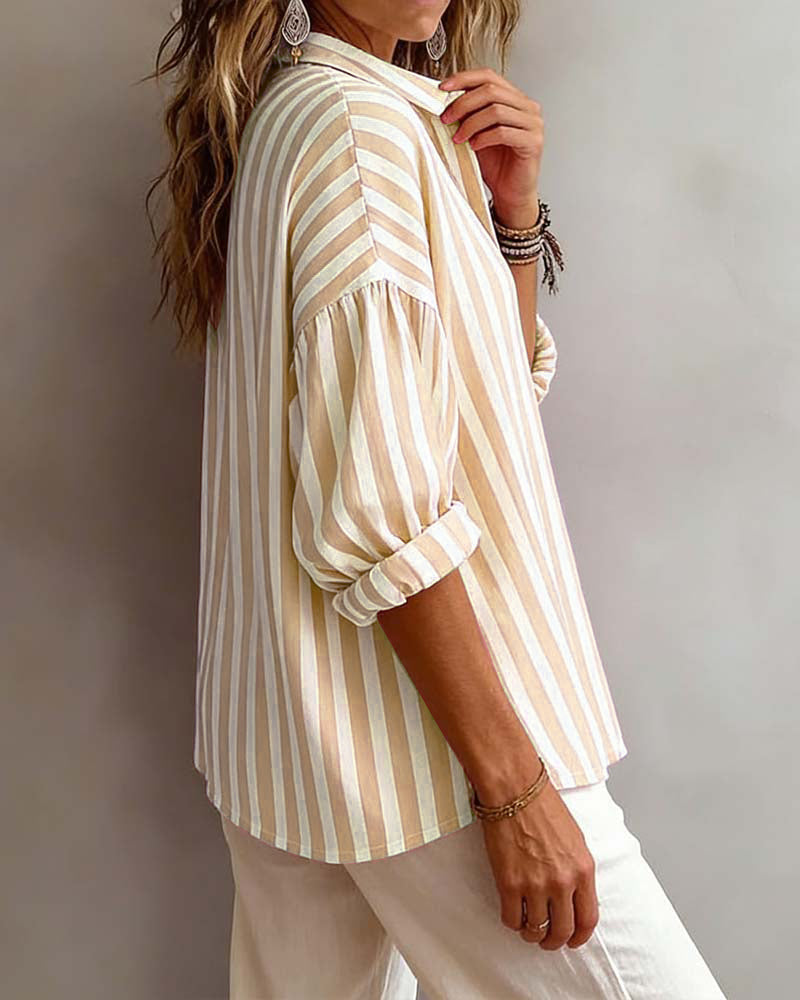BLUSA A RAYAS HOLGADO CON CUELLO