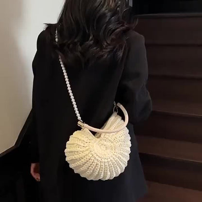 TAMARA | BOLSO GRANDE TRENZADO CON CORREA DE CADENA - BLANCO CREMA