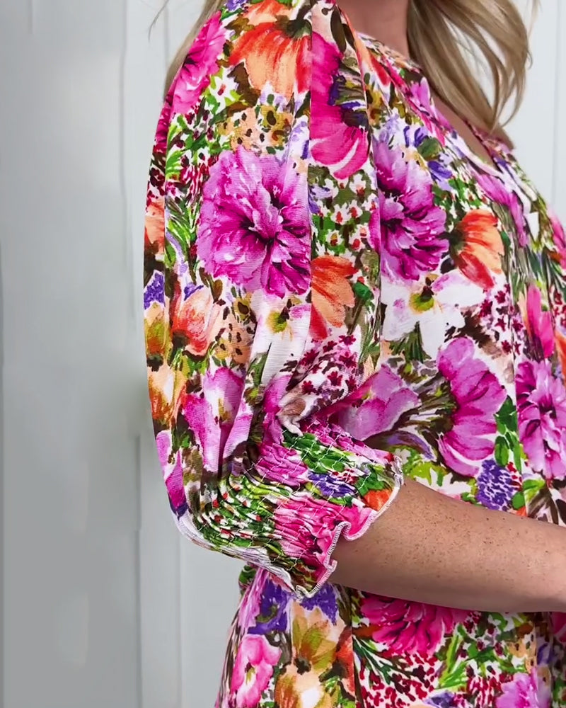 BLUSA MANGA CORTA MODERNO FLORAL