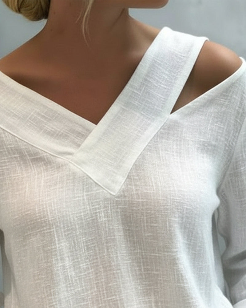TOP ELEGANTE CUELLO DE V ESCOTE TIRANTE CAÍDO