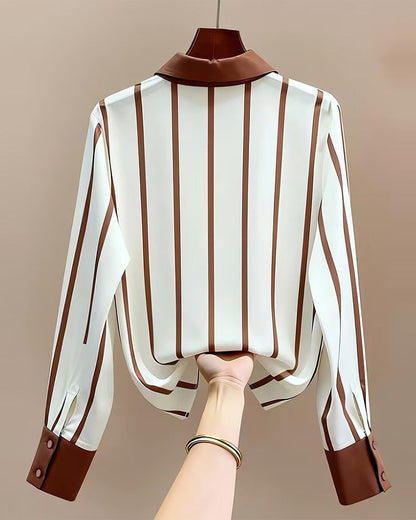 CAMISA A RAYAS BOLSILLO SATÉN CASUAL