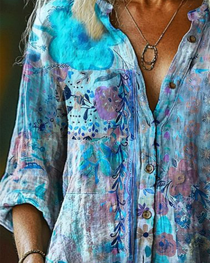 CAMISA ARTÍSTICO ESTAMPADO FLORAL