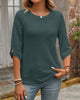 TOP CON ESTAMPADO GOFRE LISO CUELLO REDONDO