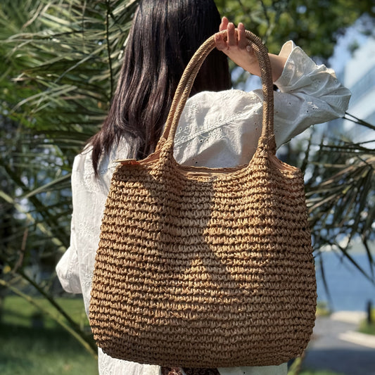 MELISSA | BOLSO BANDOLERA DE PAJA TRENZADA - CAMEL CLARO