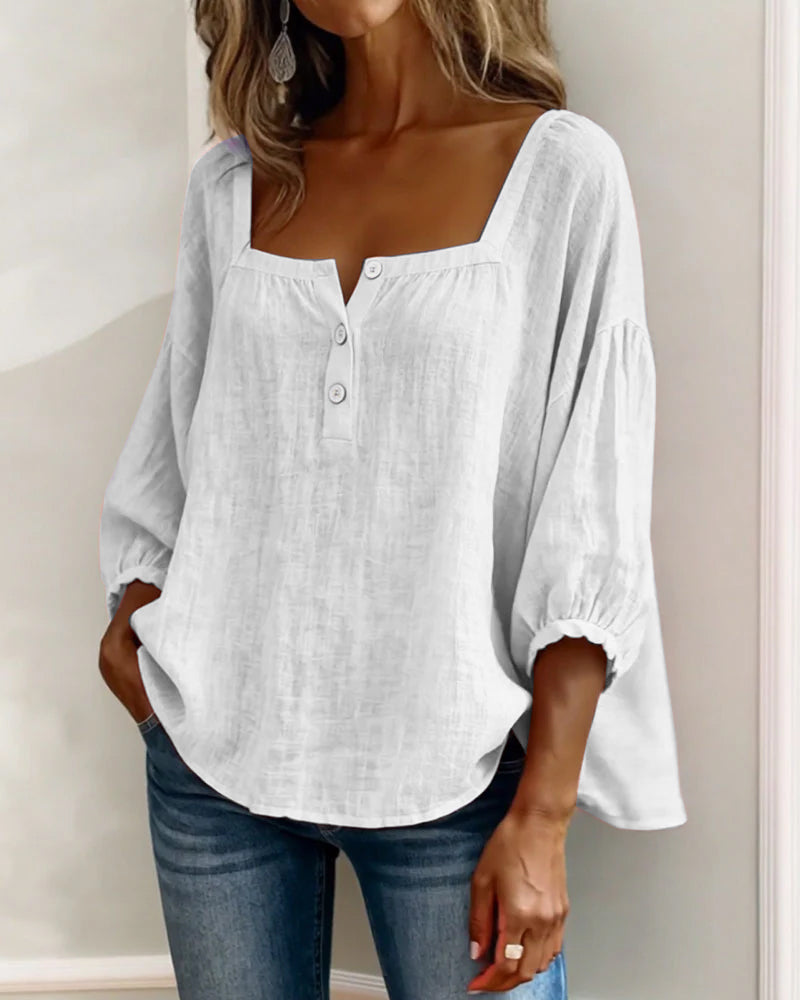 BLUSA SENCILLO ESCOTE CUADRADO MANGA LARGA