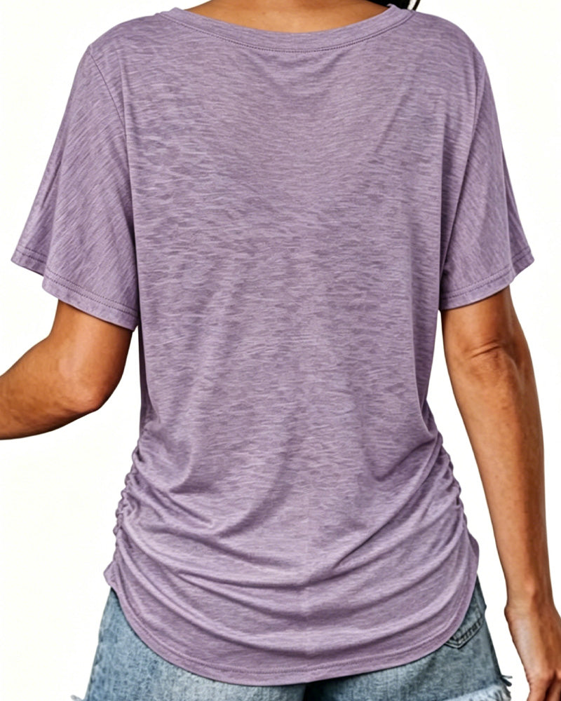 CAMISETA PLISADO LISO CUELLO DE V