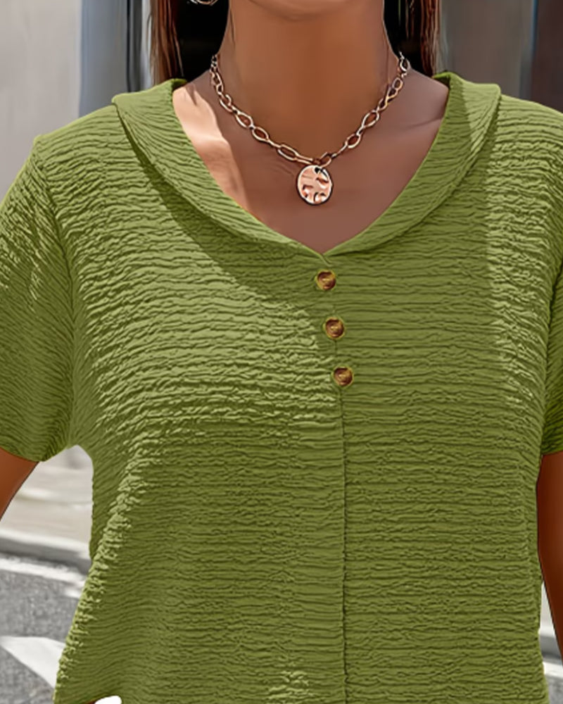 CAMISETA CUELLO PETER PAN TRES BOTONES
