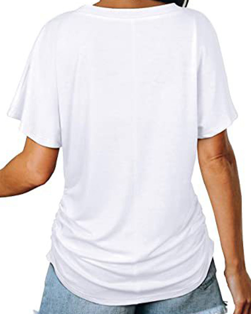 CAMISETA PLISADO LISO CUELLO DE V