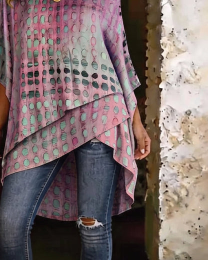 BLUSA ESTAMPADO LUNARES UN HOMBRO ASIMÉTRICA
