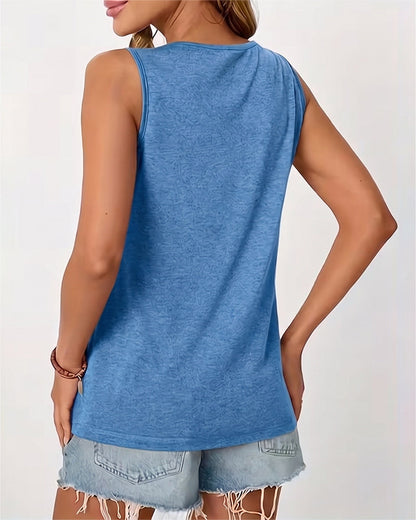 TOP DE TIRANTES LISO CUELLO DE U PLISADO