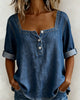 CAMISA ESCOTE CUADRADO DENIM MEDIO-MANGA