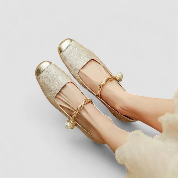 CAMILLE | ZAPATOS MERCEDITAS SATINADOS CON TACÓN JOYA