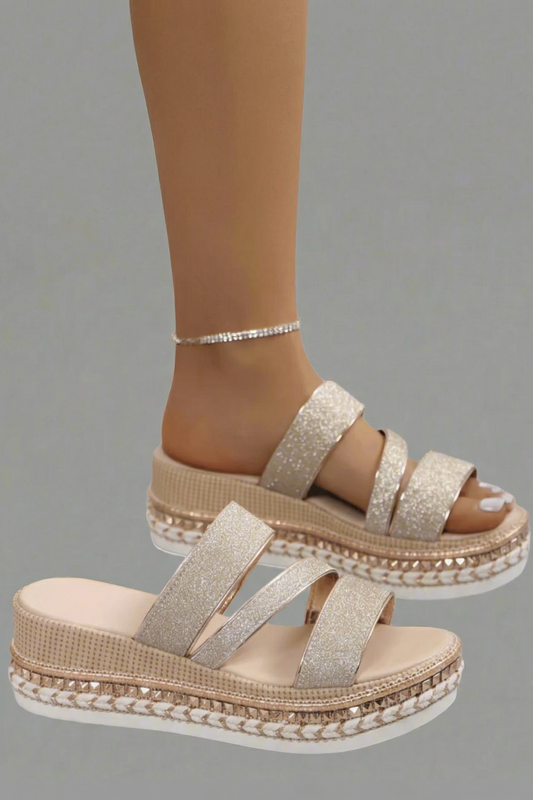 VANESSA | SANDALIAS DE CUÑA BRILLANTE CON DISEÑO GLAMUROSO PARA EL VERANO