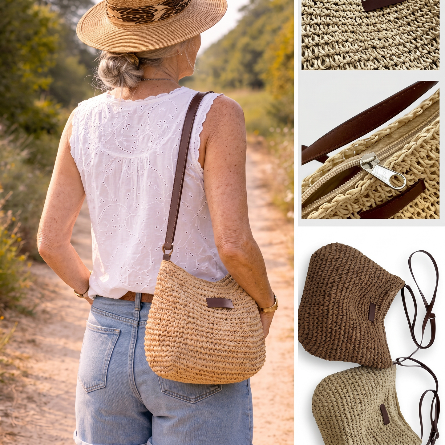 COLOMBA | BOLSO TRENZADO ELEGANTE - CAQUI