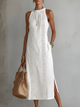 AMANDA | VESTIDO LARGO BLANCO DE LINO ELEGANTE