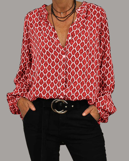 BLUSA CASUAL CON CUELLO DE V