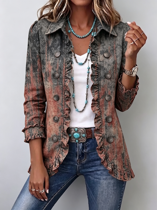 BENITA | CHAQUETA DEGRADADO TEXTURIZADO CON VOLANTES