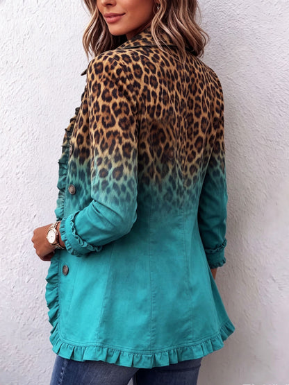 MERCEDES | CHAQUETA BLAZER LEOPARDO DEGRADADO CON VOLANTES