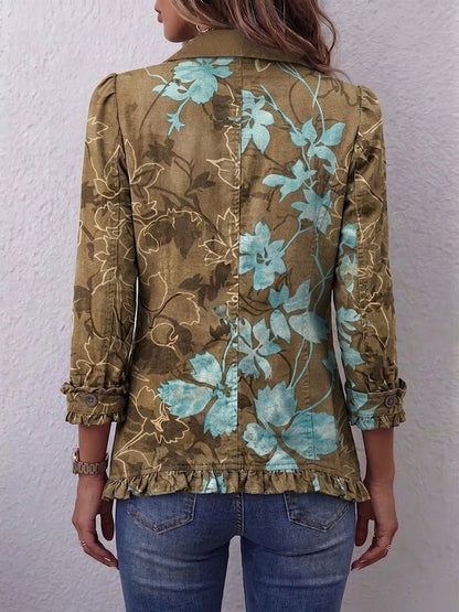 SALUD | CHAQUETA FLORAL DEGRADADO CON VOLANTES
