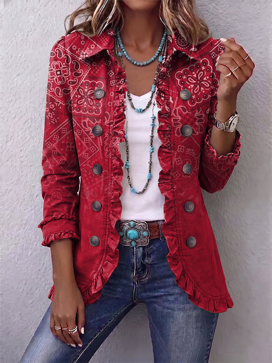CLOTILDE | CHAQUETA CACHEMIRA DEGRADADO CON VOLANTES