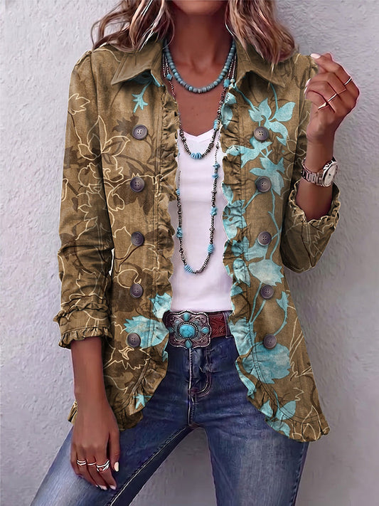 SALUD | CHAQUETA FLORAL DEGRADADO CON VOLANTES