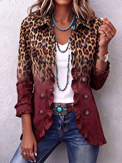 MERCEDES | CHAQUETA BLAZER LEOPARDO DEGRADADO CON VOLANTES