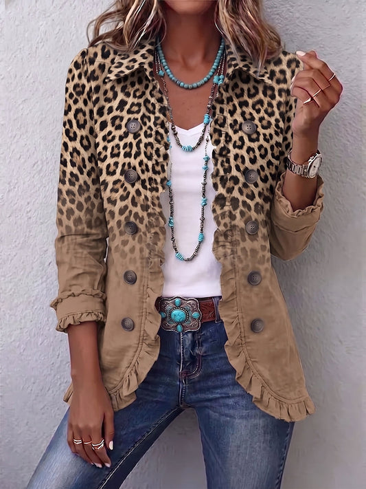 ÁNGELES | CHAQUETA LEOPARDO DEGRADADO CON VOLANTES