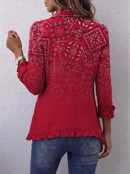 CLOTILDE | CHAQUETA CACHEMIRA DEGRADADO CON VOLANTES