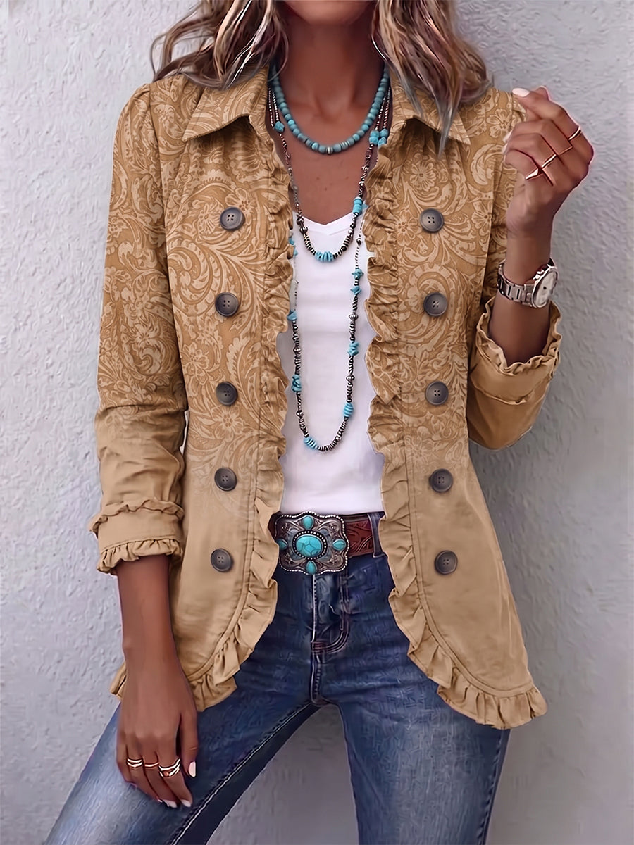 COVADONGA | CHAQUETA ESTAMPADO RELIEVE CON VOLANTES